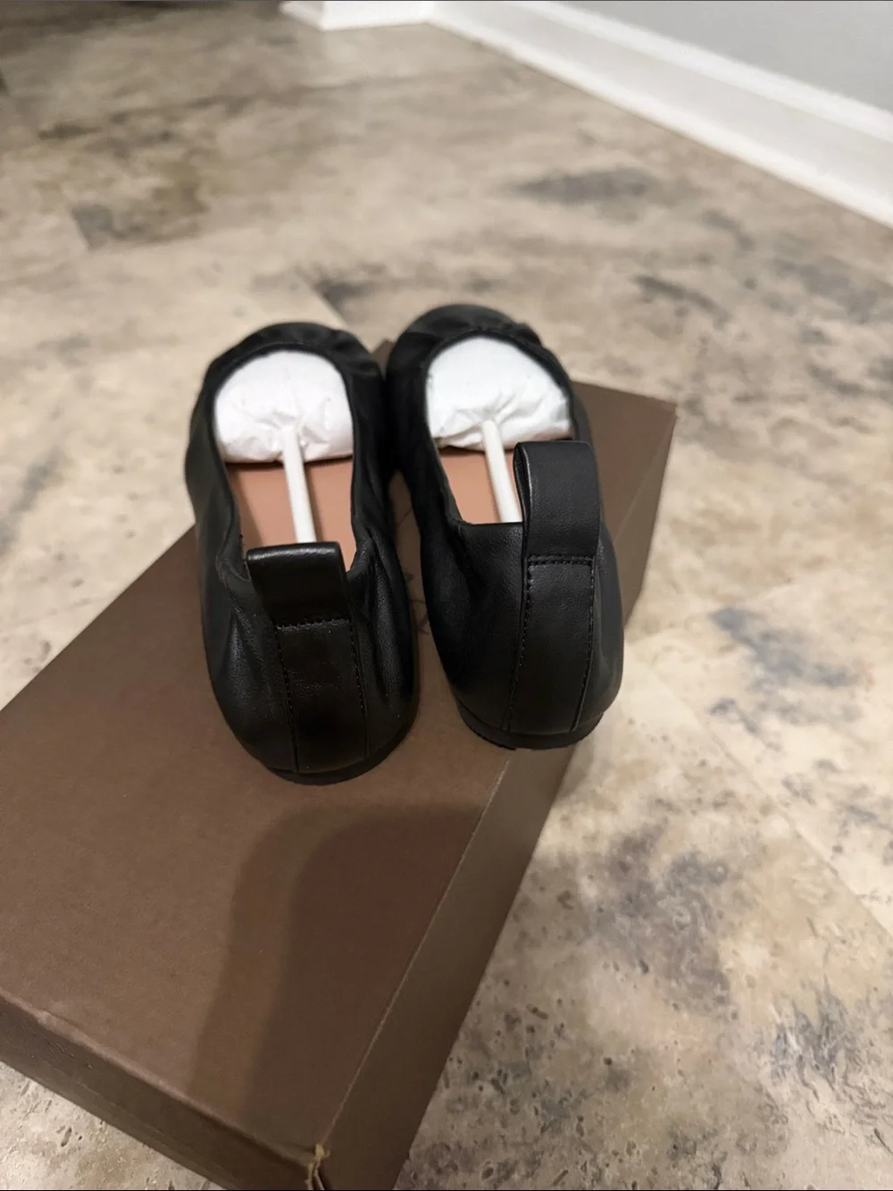 Black Nappa Leather Women's Ballet Flats
